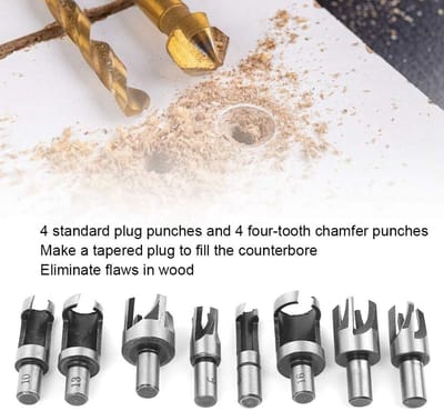 Dailygoods - Hout Plug Cutter Set - 8-delige boorset voor houtbewerking - verschillende maten - boor voor hout - precisie en kwaliteit - geschikt voor...