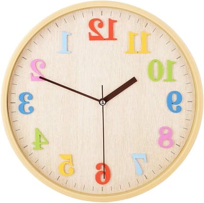 12 Inch Stille 3D Wandklok voor Kinderen, Kleurrijke Arabische Cijfers, Makkelijk Afleesbare Klok voor Woonkamer, Slaapkamer, School en Kinderkamer, Batterij Niet Inbegrepen