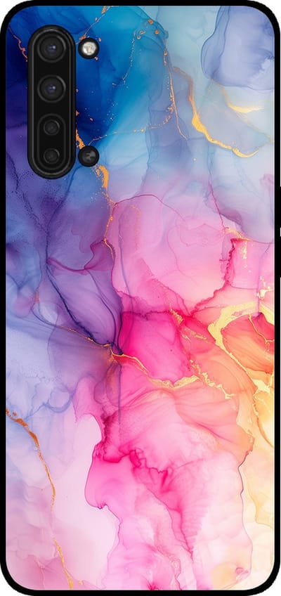 Smartphonica Telefoonhoesje Geschikt voor Oppo Find X2 Lite met marmer opdruk - TPU backcover case marble design - Regenboog geschikt voor Oppo Find X2 Lite