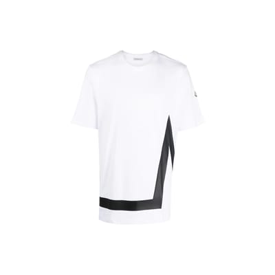 Moncler Lente/Zomer 22 Logo Letterprint Gestreept Ronde Hals Korte Mouw T-shirt Heren tops Wit H20918C000018390T001 XXL white