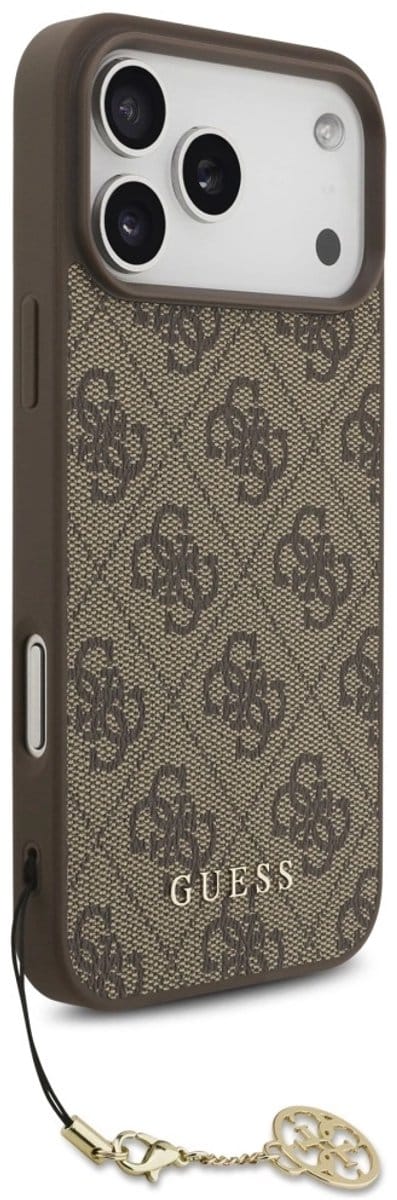 Guess hoesje - Geschikt voor iPhone 17 Pro Max en geschikt voor iPhone 18 Pro Max - Geschikt voor MagSafe - Afneembare hanger - Bruin