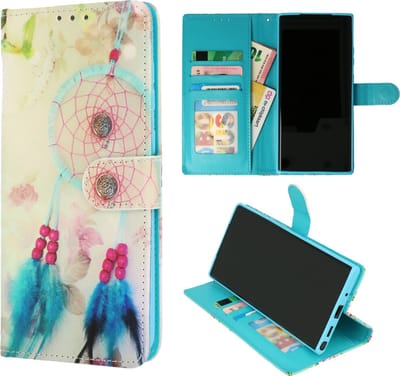 HB Hoesje Geschikt voor Apple iPhone SE 2022 & SE 2020 - Portemonnee Book Case met Print - Hoes met Pasjeshouder, Magneetlipje en Standaardfunctie - Dromenvanger