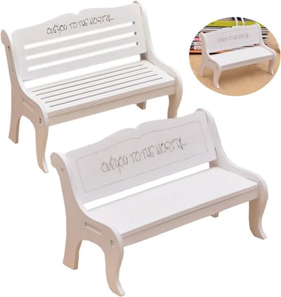 Houten miniatuur tuinbanken set van 2 - handgemaakt decor voor terrarium en poppenhuis