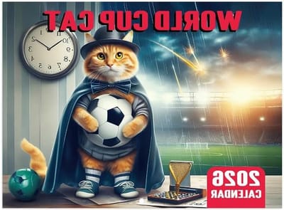 Mooie kattenkalender 2026 voor thuis en op kantoor - Wand- en tafelkalender met schattige katten en voetbalthema