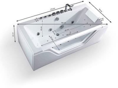 SPALINA - Whirlpool bad - Tahiti white Jets, 170 x78 x60 cm, Wit