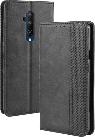 Vintage Book Case - Geschikt voor OnePlus 7T Pro Hoesje - Zwart