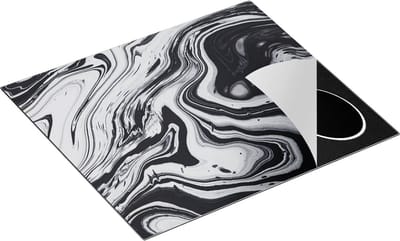 Chefcare Inductie Beschermer Abstracte Kunst - Zwart met Wit - 60x50 cm - Afdekplaat Inductie - Kookplaat Beschermer - Inductie Mat
