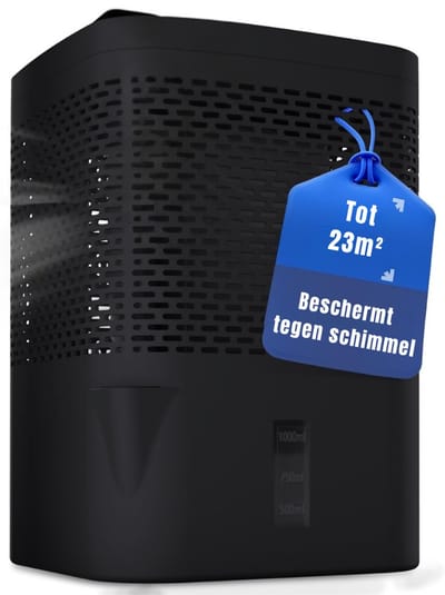 Nexvo® Ontvochtiger Kelder - Vochtvreter - Ontvochtiger Huis - Extreem Stil - 1000ML Capiciteit - Middernacht Zwart - 15cm x 15cm x 22cm