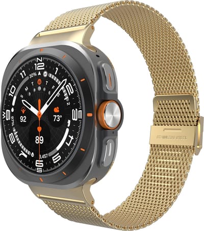 Cazy horlogebandje geschikt voor Samsung Galaxy Watch Bandje (Silksteel) - Smartwatchbandjes - Universeel bandje geschikt voor Samsung Galaxy Watch Ultra (2024 / 2025) - Goud