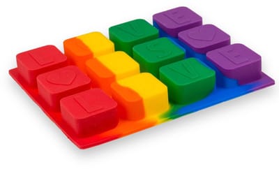 Dailygoods- IJsblokjesmaker siliconen - Regenboogdesign - Voor 12 ijsblokjes - Voedselveilig - Flexibel - Afmeting 17 x 14 x 2 cm - Ijsblokjesvorm