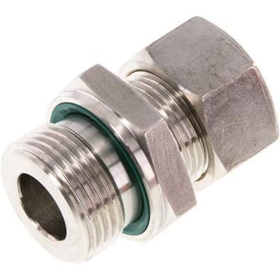 G 1'' Buitendraad x 22L RVS Rechte Knelfitting met FKM Afdichting 160 Bar DIN 2353 - FL2S-MO-STFP-100G-22-L