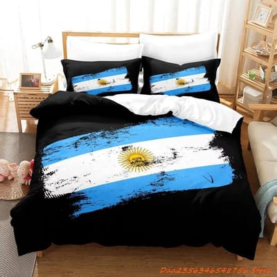 Argentijnse Vlag Beddengoed Set Eenpersoons Twin Vol Queen King Maat Bedset Volwassene Kind Slaapkamer Dekbedovertrek Sets 3D Print Hoeslaken Set 70x133cm 2pcs blue