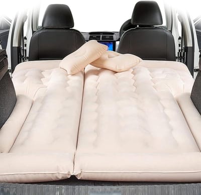 Auto Luchtbed - Reismatras Kampeerbed - Comfortabel Reizen - Ergonomisch Ontwerp - 2-3 Volwassenen - Beige