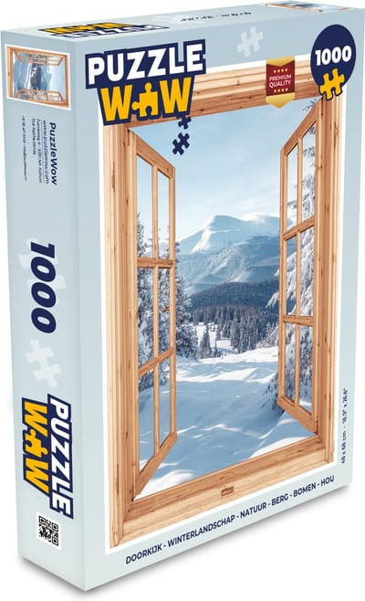 Puzzel Doorkijk - Winterlandschap - Natuur - Berg - Bomen - Hout - Legpuzzel - Puzzel 1000 stukjes volwassenen