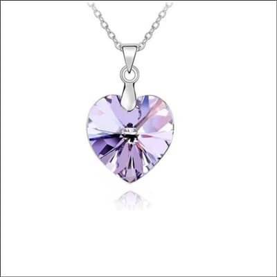 Aramat Jewels | Halskettingen | Zilveren damesketting met kristallen hartje | Lila | |1,5mm | Zilver | Volwassenen | Verkleurd niet
