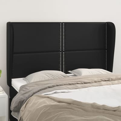 vidaXL - Hoofdbord - met - randen - 147x23x118/128 - cm - kunstleer - zwart