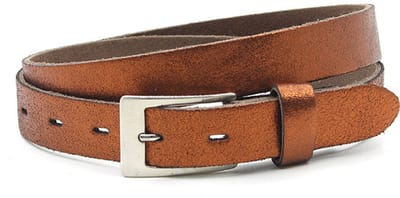 Dames riem koper metallic - 2.5 cm breed - Leer - Smalle riem - Casual - Maat 85