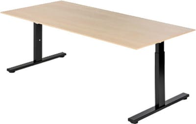 Presto R - Verstelbaar bureau - 180x80 - Eiken Whitewash - Zwart frame