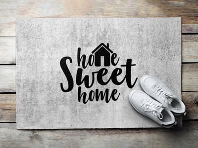 Coloray Buiten Deurmat - Grijs Polyamide Deurmat - Sweet Home Beton Deurmat Met Rubber Onderkant - Entree Inspiratie - Zomer Buitenmat - Design Schoonloopmat Voor Entree - 60x40 cm