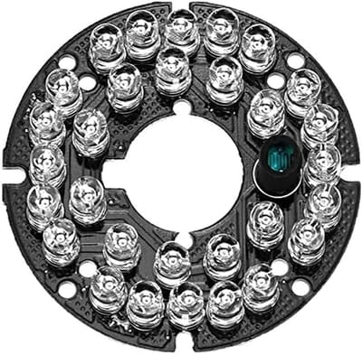IR LED Board - Infrarood Lamp - Nachtzicht Verbeteren - 30 LEDs 850nm - 53mm Diameter - Zwart