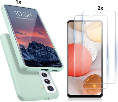 Hoesje Geschikt Voor Samsung Galaxy S21 Hoesje Soft Nano Silicone Backcover Gel Turqoise Met 2x Glazen Screenprotector