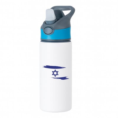 Hacebo® - Israël vlag waterfles met rietje blauw - Israël - mensen die liefde willen geven aan Israel - degene die van Israël houden - supporten - oorlog - verjaardagscadeautje - gift - geschenk - kado - water fles - 650ML