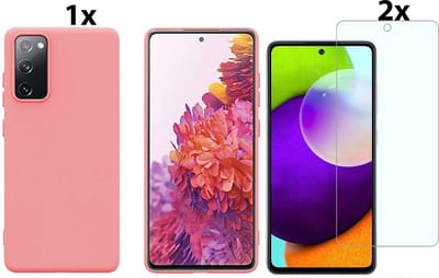 Hoesje Geschikt Voor Samsung Galaxy A02s Hoesje Soft Nano Silicone Backcover Gel Roze Met 2x Glazen Screenprotector