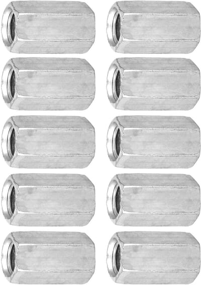 Dailygoods- Staafmoer M8*20 - Zeskantmoer - Koolstofstaal - Gegalvaniseerd - 10 Stuks - Hoge Sterkte - Moeren