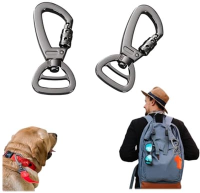 Set van 2 Robuuste Carabiner Haken met Draaiende Haak voor Hondenriem, Sleutels en Accessoires - Multifunctioneel en Duurzaam