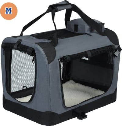 Reismand Katten & Honden - Reistas Vervoersbox Opvouwbaar - Vervoer Tas Kattenbox Hondenrugzak Voor Honden Katten - Hondendraagtas Rugzak - Grijs M