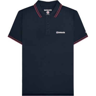 Lambretta Heren Twin Tip Groot & Lang Poloshirt (Donker marine/Bourgondië)