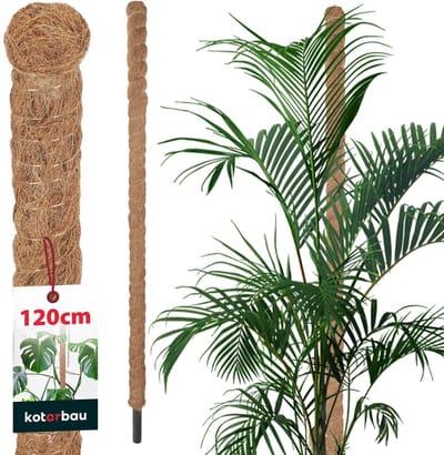KOTARBAU® Kokosstok, Plantenstok, ⌀ 3,2 x 120 cm, Kokosstaaf, Klimhulp Monstera, Bruin, Kokosvezel, Klimhulp, Plantenstaaf, Kokosstok voor Monstera, Kokosstaaf voor Klimplanten