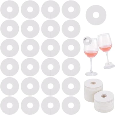 Papieren drank naamlabels voor wijnglazen - Feestelijke wijnglas markers - Identificatie tags voor cocktail en champagne - Set van 50 stuks