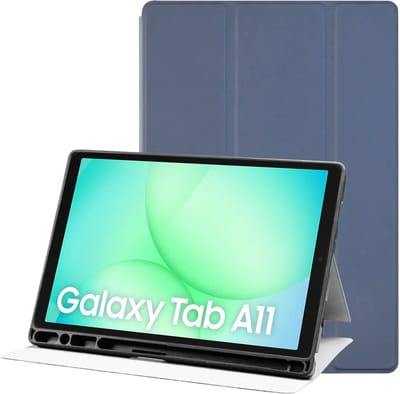 Tablet Hoes Geschikt voor Samsung Galaxy Tab A11 | Luxe Tri-Fold Book Case | Kunst Leren Bescherm Hoes | Standaard Functie | Blauw