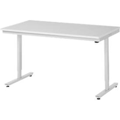 Rau ESD-werktafel Adlatus, elektrisch in hoogte verstelbaar, 28 mm spaanplaat met melamine coating, tot 150 kg, B 1500 x D 800 x H 720-1120 mm, lichtgrijs