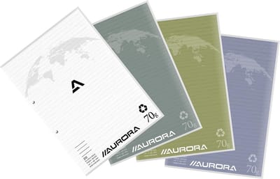 Aurora cursusblok A4 70G, gelijnd, met marge, 100 vel 10 stuks