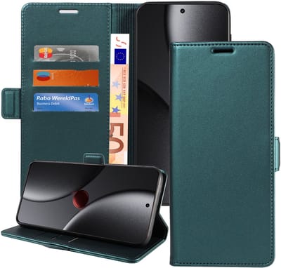 Book Case geschikt voor Xiaomi 15 Ultra Hoesje - Magnetische Sluiting - Portemonnee Turqoise