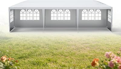 Partytent met zijwanden - Tuinpaviljoen Waterdicht - Buitenfeesten Organiseren - 8 Afneembare Zijwanden - 3 x 9 Meter - Grijs