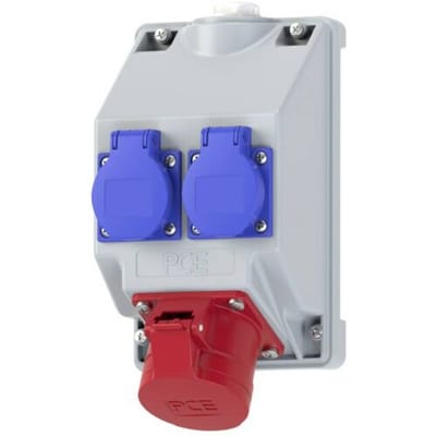 PC Electric 16081552 Stopcontactsplitter Grijs, Blauw, Rood