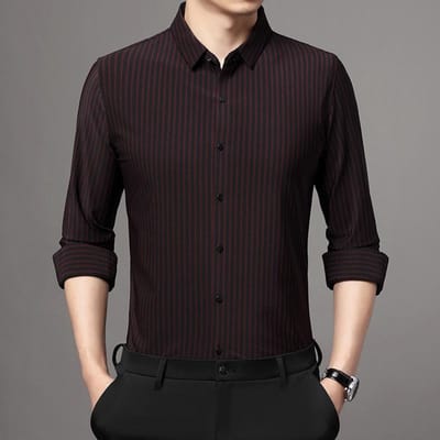 Herfst Nieuw Lange Mouw Naadloos Shirt Heren Jeugd Gestreept Los Koreaans Dun XXXXL black