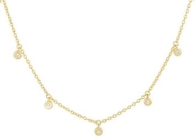 Schitterende Gold Plated Halsketting met Rondjes en daarin Zirkonia's