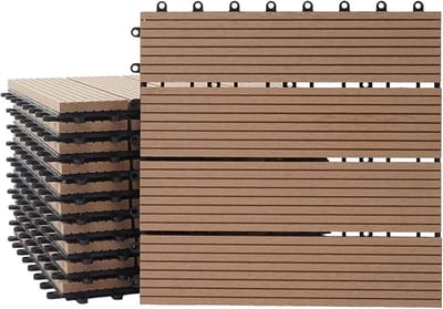 Mendler WPC Vloertegel Rhone, houtlook balkon/terras, 11 x elk 30 x 30 cm = 1 m² lineair, premium teak