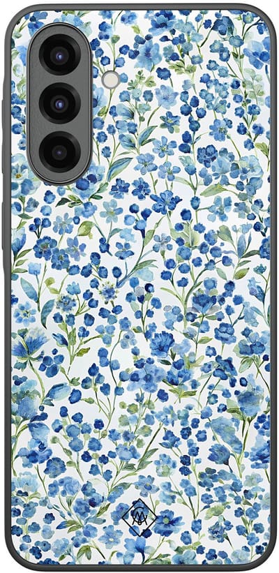 Casimoda® hoesje - Geschikt voor Samsung Galaxy A36 - Vintage Blue Floral - Zwart TPU Backcover - Bloemen - Blauw