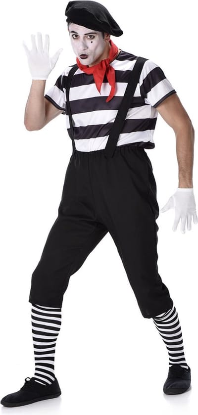 Karnival Costumes Verkleedpak Mime Heren Carnavalskleding Heren Carnaval - Polyester - Zwart/Wit - Mt S