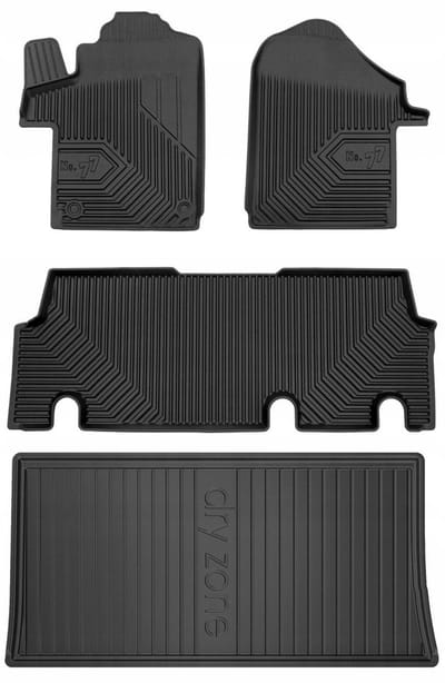 FROGUM 77 Set Automatten en Kofferbakmat - Geschikt voor Mercedes-Benz Vito III (vanaf 2014) - Tourer Pro / Select - TPE Rubber - Zwart