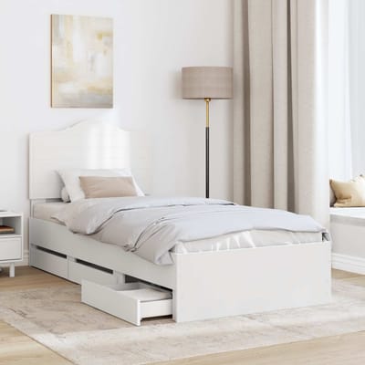 vidaXL - Bedframe - met - lade - met - opslag - Wit - 100 - x - 200 - cm - Ingenieurshout