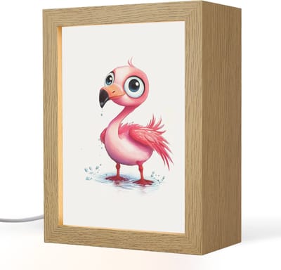 Nachtlampje 15x20 cm - Kinder lampje - Flamingo - Roze - Water - Tafellamp kinderkamer - Slaapkamer lamp - Bedlamp kinderen - Kinderlampje stopcontact - Wandlamp babykamer - Nachtlampjes