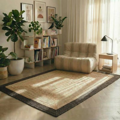 Jute vloerkleed rechthoek naturel/antraciet 160 x 230cm Mrcarpet