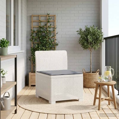 vidaXL - Eén-zits - Tuin - Sofa - met - Kussen - Rieten - Look - PP - Wit