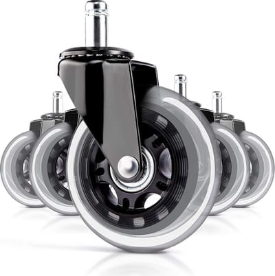 DutchOne Bureaustoel wieltjes 11 mm - Bureaustoel wielen 11mm - Bureaustoelwielen - Bureaustoel wieltjes voor laminaat & PVC & harde vloer - Set van 5